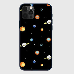 Чехол для iPhone 12 Pro Планеты в космосе, цвет: 3D-черный