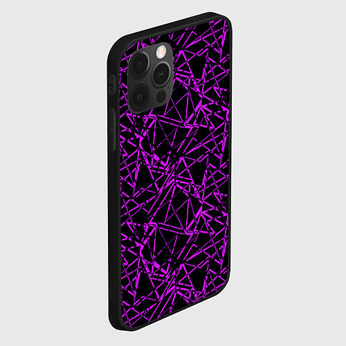 Чехол iPhone 12 Pro Фиолетово-черный абстрактный узор / 3D-Черный – фото 2