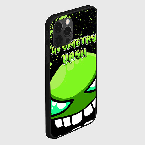 Чехол iPhone 12 Pro Geometry Dash Green / 3D-Черный – фото 2