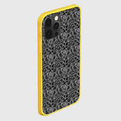 Чехол для iPhone 12 Pro Черно-белый ажурный узор, цвет: 3D-желтый — фото 2