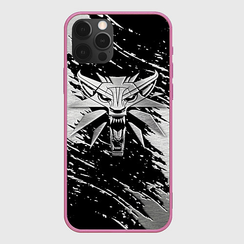 Чехол iPhone 12 Pro THE WITCHER LOGO STEEL / 3D-Малиновый – фото 1