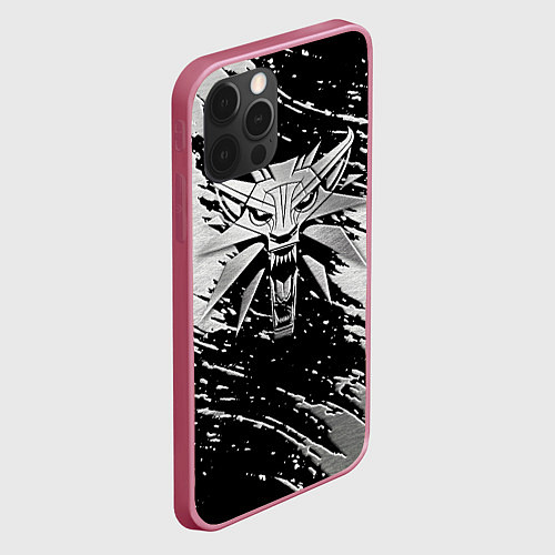 Чехол iPhone 12 Pro THE WITCHER LOGO STEEL / 3D-Малиновый – фото 2