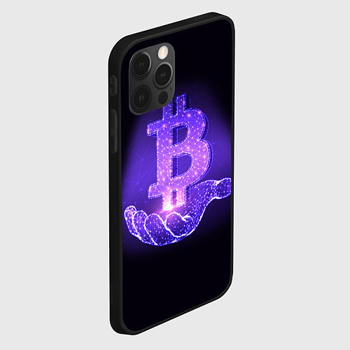 Чехол iPhone 12 Pro BITCOIN IN HAND БИТКОИН / 3D-Черный – фото 2