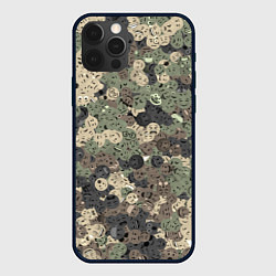 Чехол для iPhone 12 Pro Эмодзи камуфляж, цвет: 3D-черный