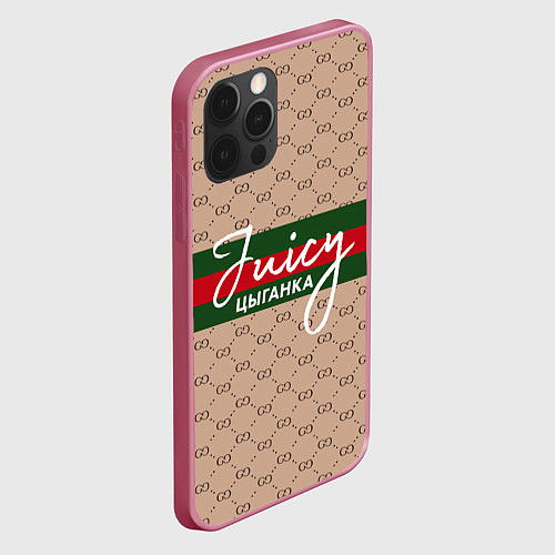 Чехол iPhone 12 Pro Juicy цыганка Gucci / 3D-Малиновый – фото 2
