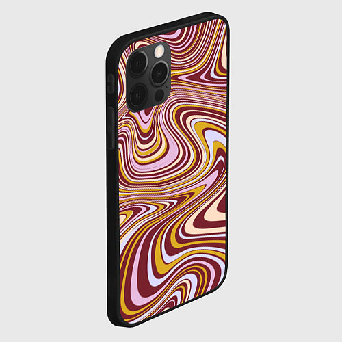 Чехол iPhone 12 Pro Красно-золотые разводы красок паттерн / 3D-Черный – фото 2