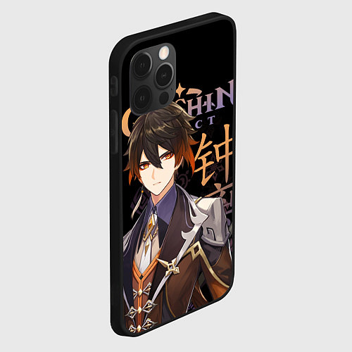Чехол iPhone 12 Pro Чжун Ли, Genshin Impact / 3D-Черный – фото 2