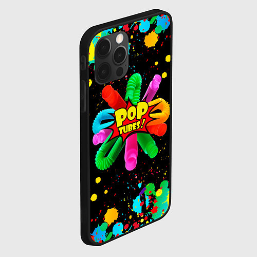 Чехол iPhone 12 Pro Pop Tubes, поп трубка pop it / 3D-Черный – фото 2