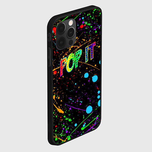 Чехол iPhone 12 Pro POP IT CRAZY BRUSHES ПОП ИТ БРЫЗГИ КРАСОК / 3D-Черный – фото 2