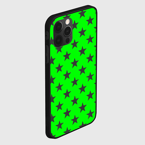 Чехол iPhone 12 Pro Звездный фон зеленый / 3D-Черный – фото 2