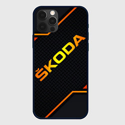 Чехол для iPhone 12 Pro Skoda Gold Шкода, цвет: 3D-черный