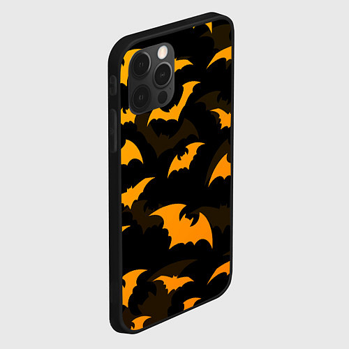Чехол iPhone 12 Pro ЛЕТУЧИЕ МЫШИ НОЧЬ ХЕЛЛОУИН HALLOWEEN NIGHT BATS / 3D-Черный – фото 2