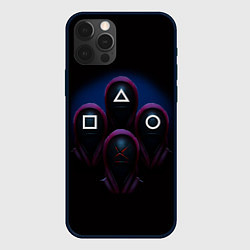 Чехол для iPhone 12 Pro Игра в кальмара: Фигуры, цвет: 3D-черный