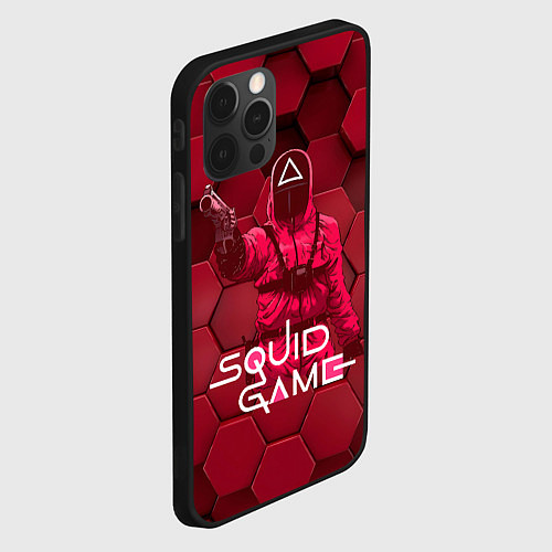 Чехол iPhone 12 Pro Игра в кальмара - красные 3D кубы / 3D-Черный – фото 2