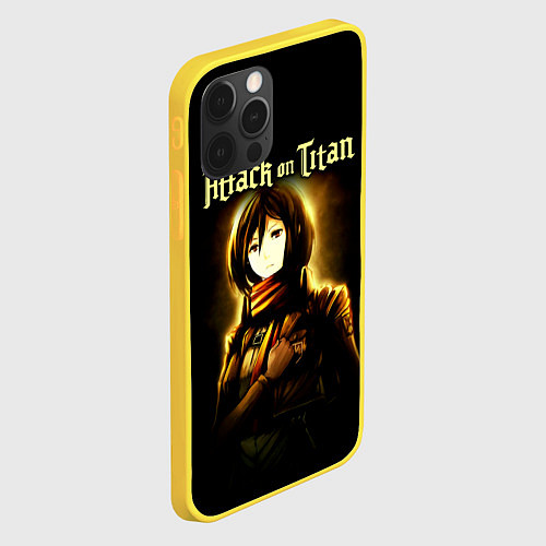 Чехол iPhone 12 Pro Микаса Аккерман - Атака титанов / 3D-Желтый – фото 2