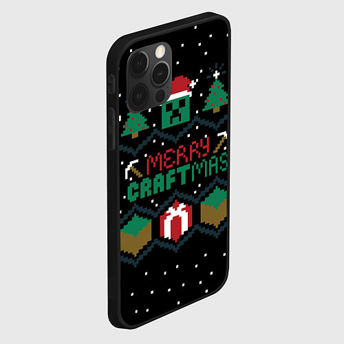 Чехол iPhone 12 Pro MINECRAFT CHRISTMAS / 3D-Черный – фото 2