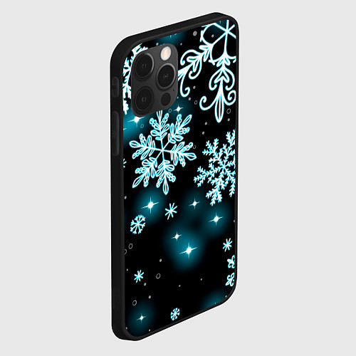 Чехол iPhone 12 Pro Космические снежинки / 3D-Черный – фото 2