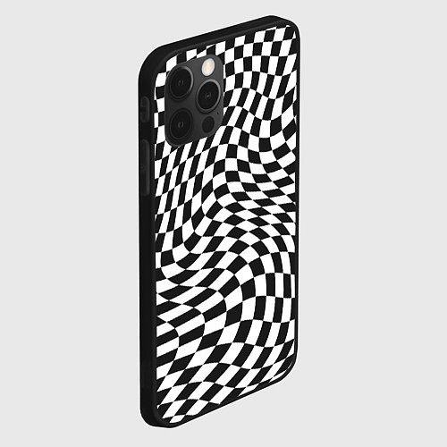Чехол iPhone 12 Pro Черно-белая клетка Black and white squares / 3D-Черный – фото 2