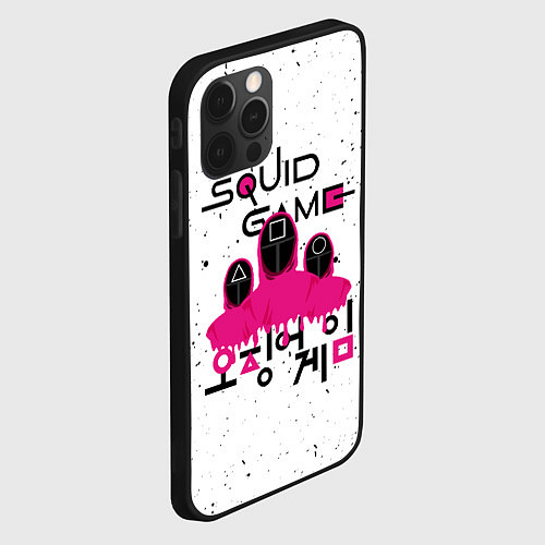 Чехол iPhone 12 Pro SQUID GAME , ИГРА В КАЛЬМАРА, СТРАЖ / 3D-Черный – фото 2