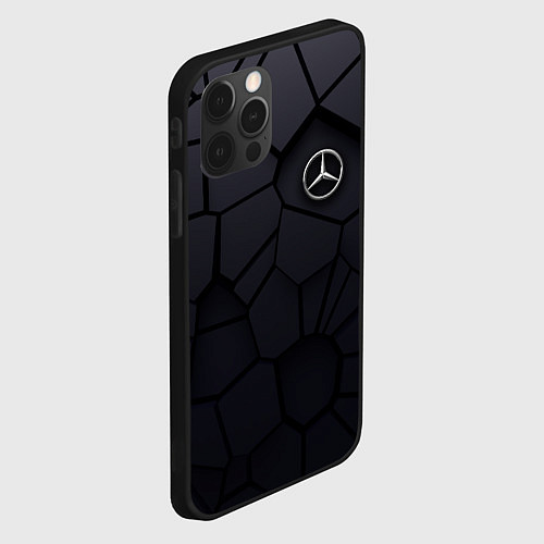 Чехол iPhone 12 Pro Мерседес 3D плиты / 3D-Черный – фото 2