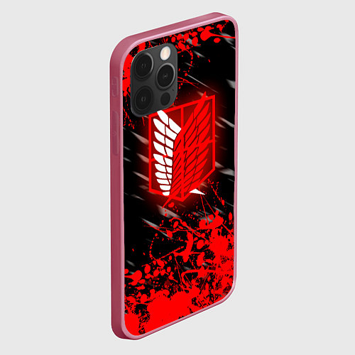 Чехол iPhone 12 Pro Атака Титанов: Red / 3D-Малиновый – фото 2