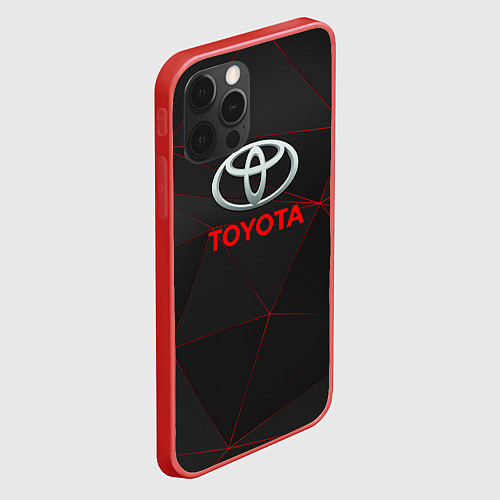 Чехол iPhone 12 Pro Toyota Тонкие линии неона / 3D-Красный – фото 2
