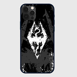 Чехол для iPhone 12 Pro TES DRAGON WHITE LOGO БРЫЗГИ КРАСОК, цвет: 3D-черный