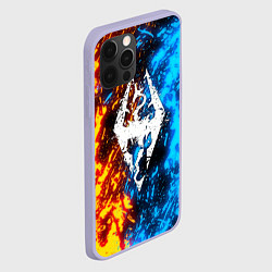 Чехол для iPhone 12 Pro TES SKYRIM BATTLE FIRE БИТВА ОГНЕЙ, цвет: 3D-светло-сиреневый — фото 2