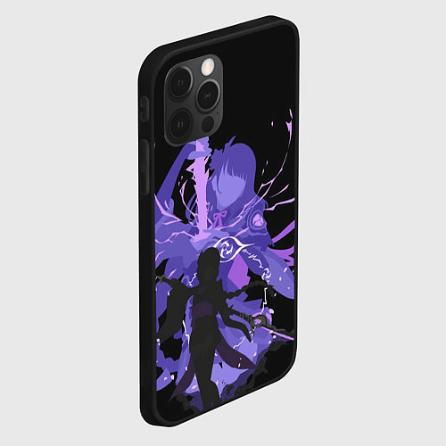 Чехол iPhone 12 Pro Genshin Impact Raiden / 3D-Черный – фото 2