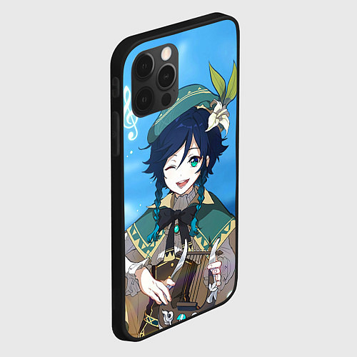 Чехол iPhone 12 Pro Венти Genshin Impact / 3D-Черный – фото 2