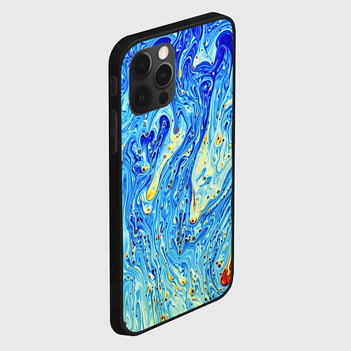 Чехол iPhone 12 Pro Сползающие краски / 3D-Черный – фото 2