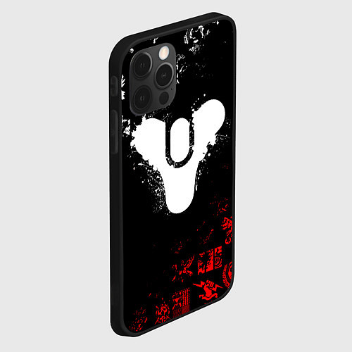 Чехол iPhone 12 Pro DESTINY 2 RED & WHITE PATTERN LOGO / 3D-Черный – фото 2