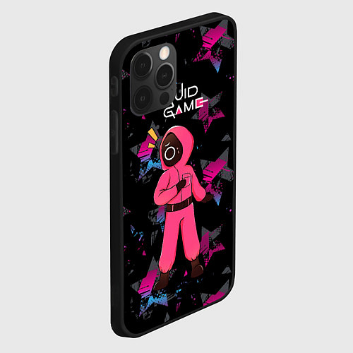 Чехол iPhone 12 Pro Удивление - сериал Игра в кальмара / 3D-Черный – фото 2