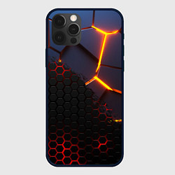 Чехол для iPhone 12 Pro 3D РАЗЛОМ И СТАЛЬНАЯ БРОНЯ ПОПУЛЯРНЫЕ ТЕКСТУРЫ, цвет: 3D-черный