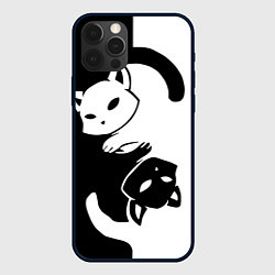 Чехол для iPhone 12 Pro Черный и белый кот кувыркаются, цвет: 3D-черный