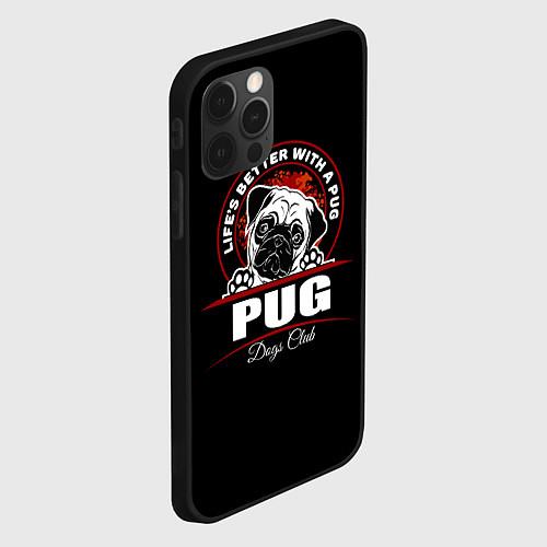 Чехол iPhone 12 Pro Мопс Pug / 3D-Черный – фото 2
