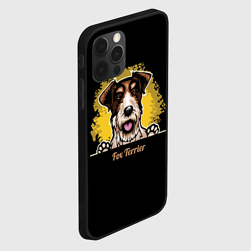 Чехол iPhone 12 Pro Фокстерьер Fox terrier / 3D-Черный – фото 2