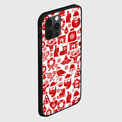 Чехол для iPhone 12 Pro New Year С Новым Годом паттерны подарков и животны, цвет: 3D-черный — фото 2