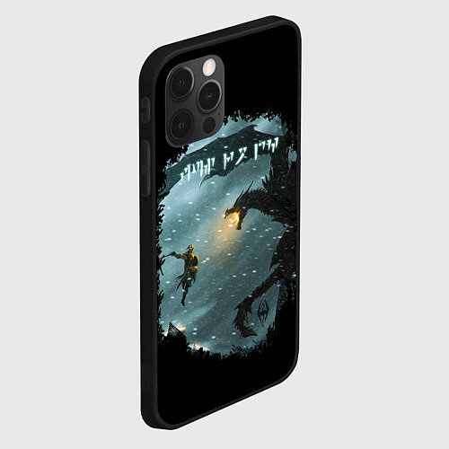 Чехол iPhone 12 Pro TES SKYRIM FIGHT DRAGON / 3D-Черный – фото 2