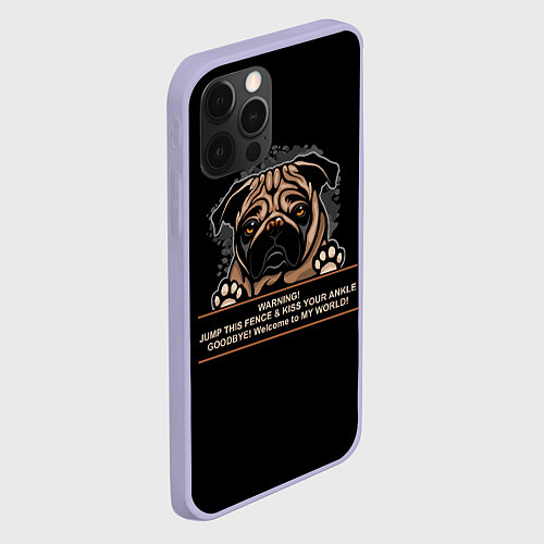 Чехол iPhone 12 Pro Собака Мопс / 3D-Светло-сиреневый – фото 2
