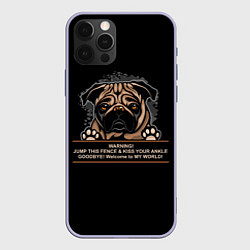 Чехол для iPhone 12 Pro Собака Мопс, цвет: 3D-светло-сиреневый