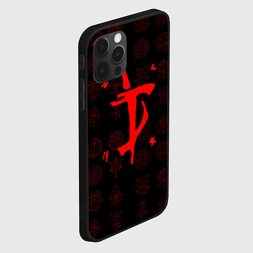 Чехол iPhone 12 Pro Символ палача рока Doom / 3D-Черный – фото 2