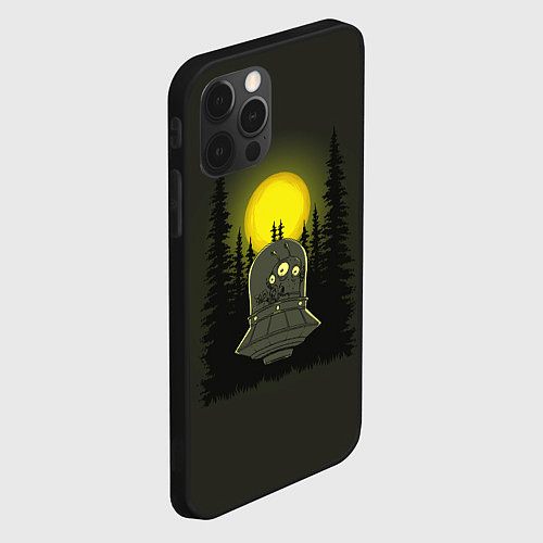 Чехол iPhone 12 Pro Шокированный пришелец в лесу / 3D-Черный – фото 2