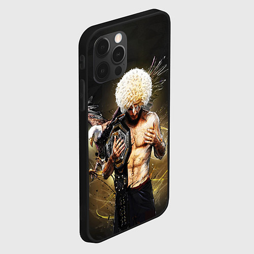 Чехол iPhone 12 Pro Хабиб Нурмагомедов с орлом / 3D-Черный – фото 2