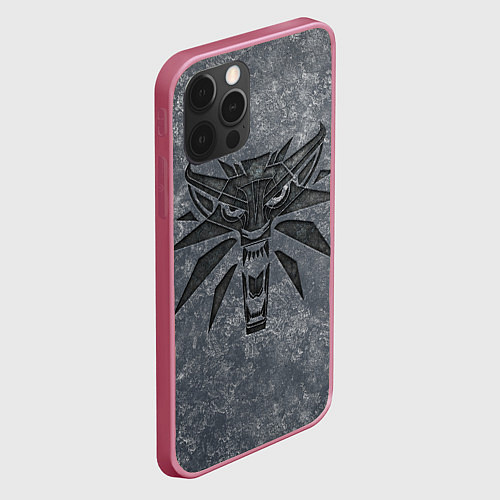 Чехол iPhone 12 Pro THE WITCHER LOGO STONE / 3D-Малиновый – фото 2