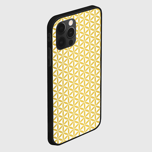 Чехол iPhone 12 Pro Цветок Жизни золото / 3D-Черный – фото 2