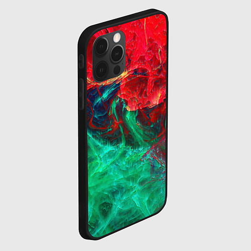 Чехол iPhone 12 Pro НЕОНОВАЯ ТОКСИЧНАЯ АБСТРАКЦИЯ NEON TOXIC WAVES / 3D-Черный – фото 2