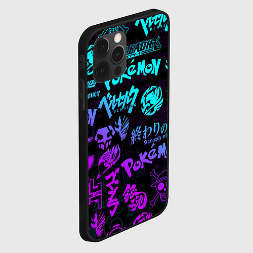 Чехол iPhone 12 Pro ANIME LOGOBOMBING NEON НЕОН ЛОГО АНИМЕ / 3D-Черный – фото 2