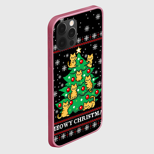 Чехол iPhone 12 Pro MEOWY CHRISTMAS 2022 / 3D-Малиновый – фото 2