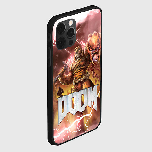 Чехол iPhone 12 Pro Брутальный DoomGay Hell rock / 3D-Черный – фото 2